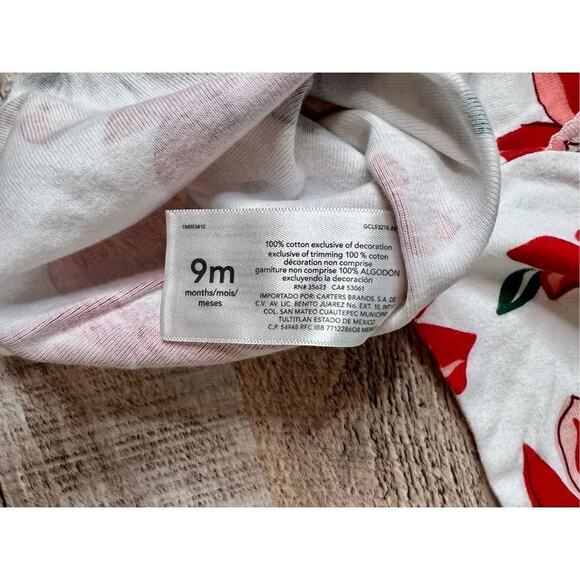 Just One You by Carter's Poinsettia Bodysuit One Piece 9 months Whimsical Floral - Picture 7 of 8